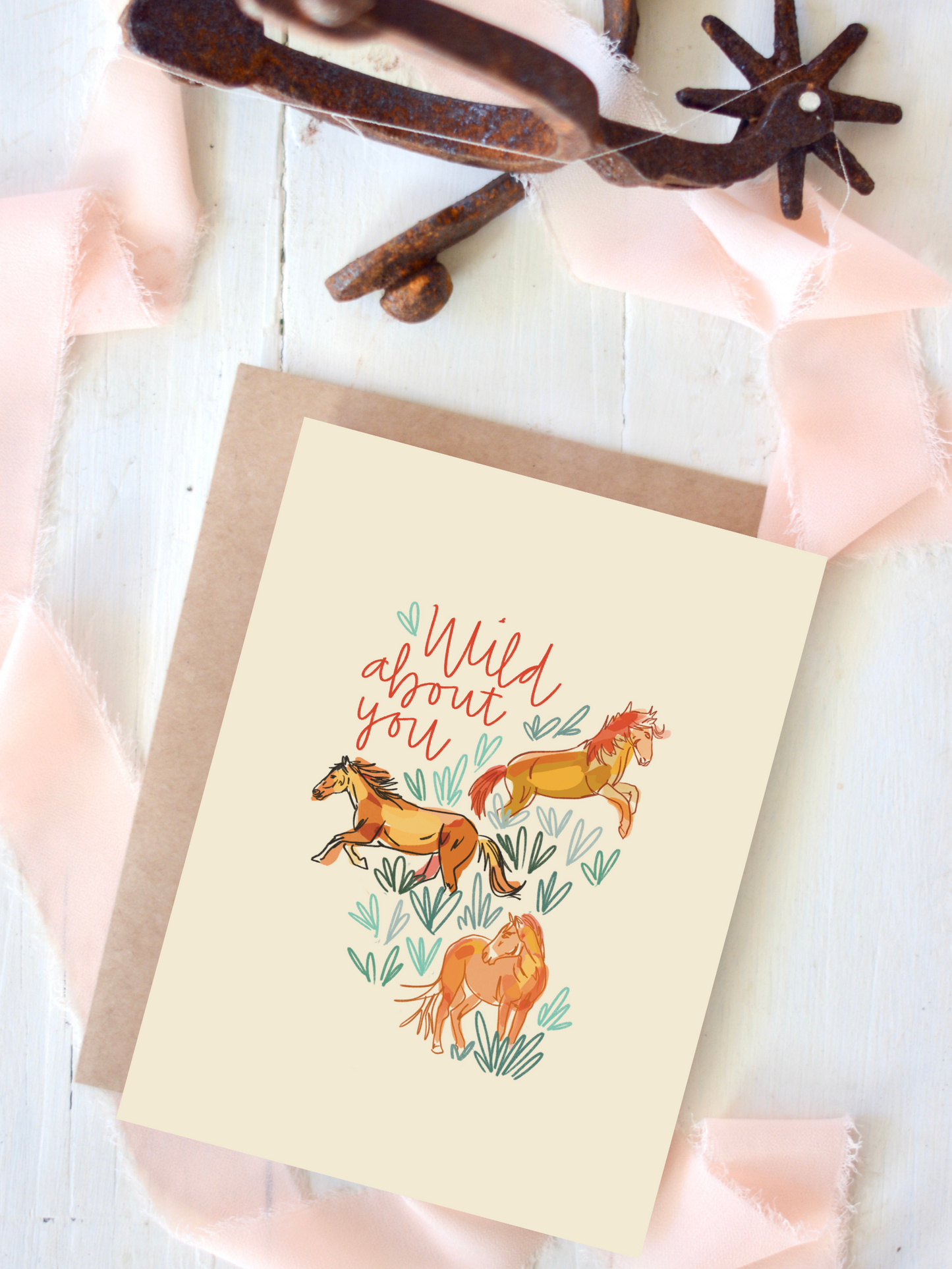 Wild About You Mustangs Western Valentine's Day Card