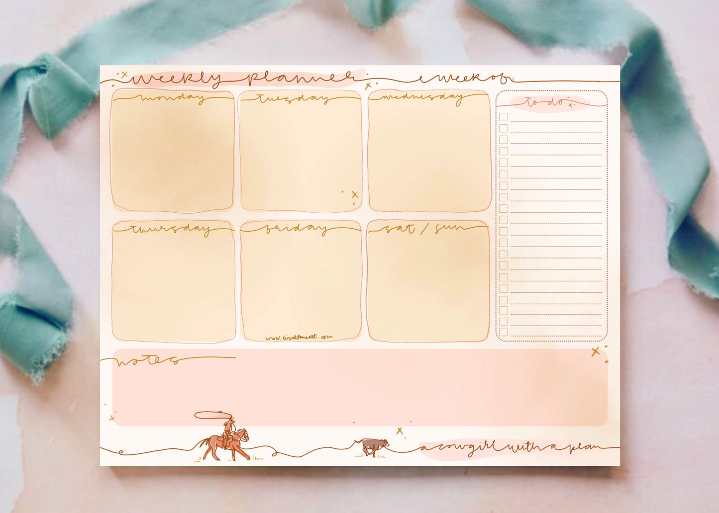 52 Week Western Cowgirl Desktop Weekly Planner 8.5x11