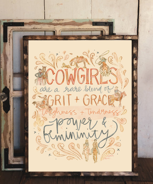 Grit And Grace Western Cowgirl Quote Art Print