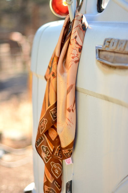 Round Up: 35x35 Floral Cattle Cowgirl Western Mulberry Silk Wild Rag