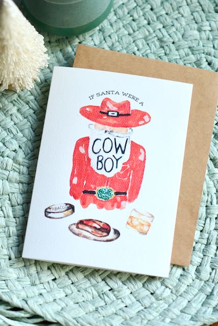 Merry Christmas Holiday Cowboy Santa Card