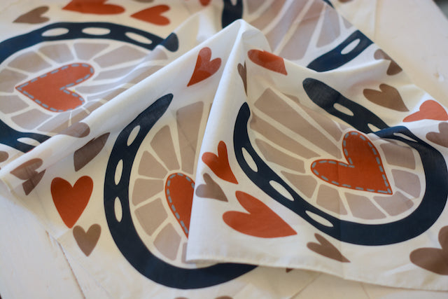 Horseshoes and Hearts Western Cotton Bandana Scarf