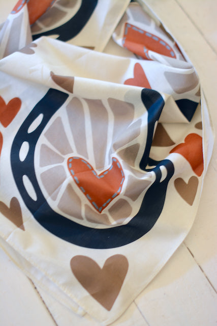 Horseshoes and Hearts Western Cotton Bandana Scarf