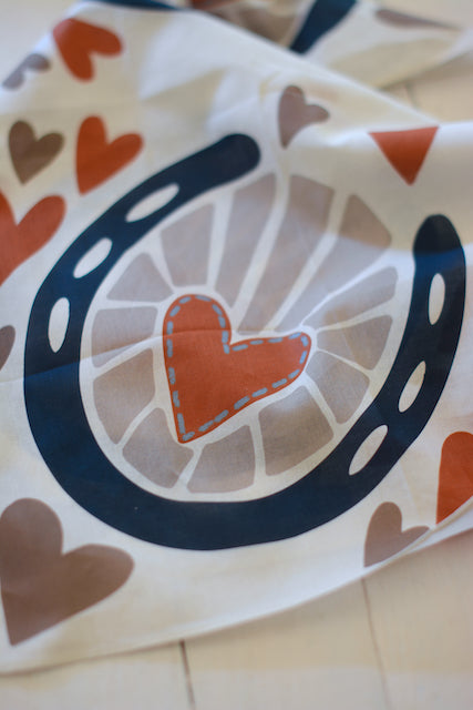 Horseshoes and Hearts Western Cotton Bandana Scarf