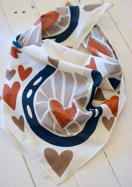 Horseshoes and Hearts Western Cotton Bandana Scarf