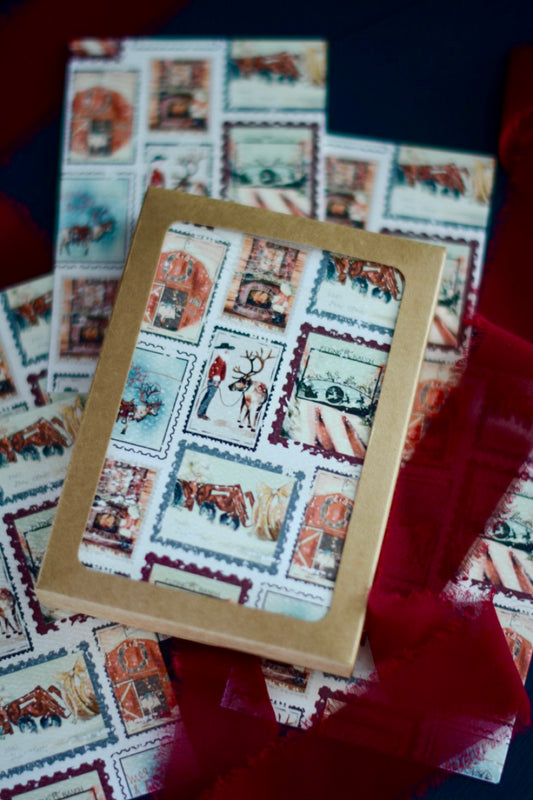 Mini Western Holiday Vintage Stamps Card Set