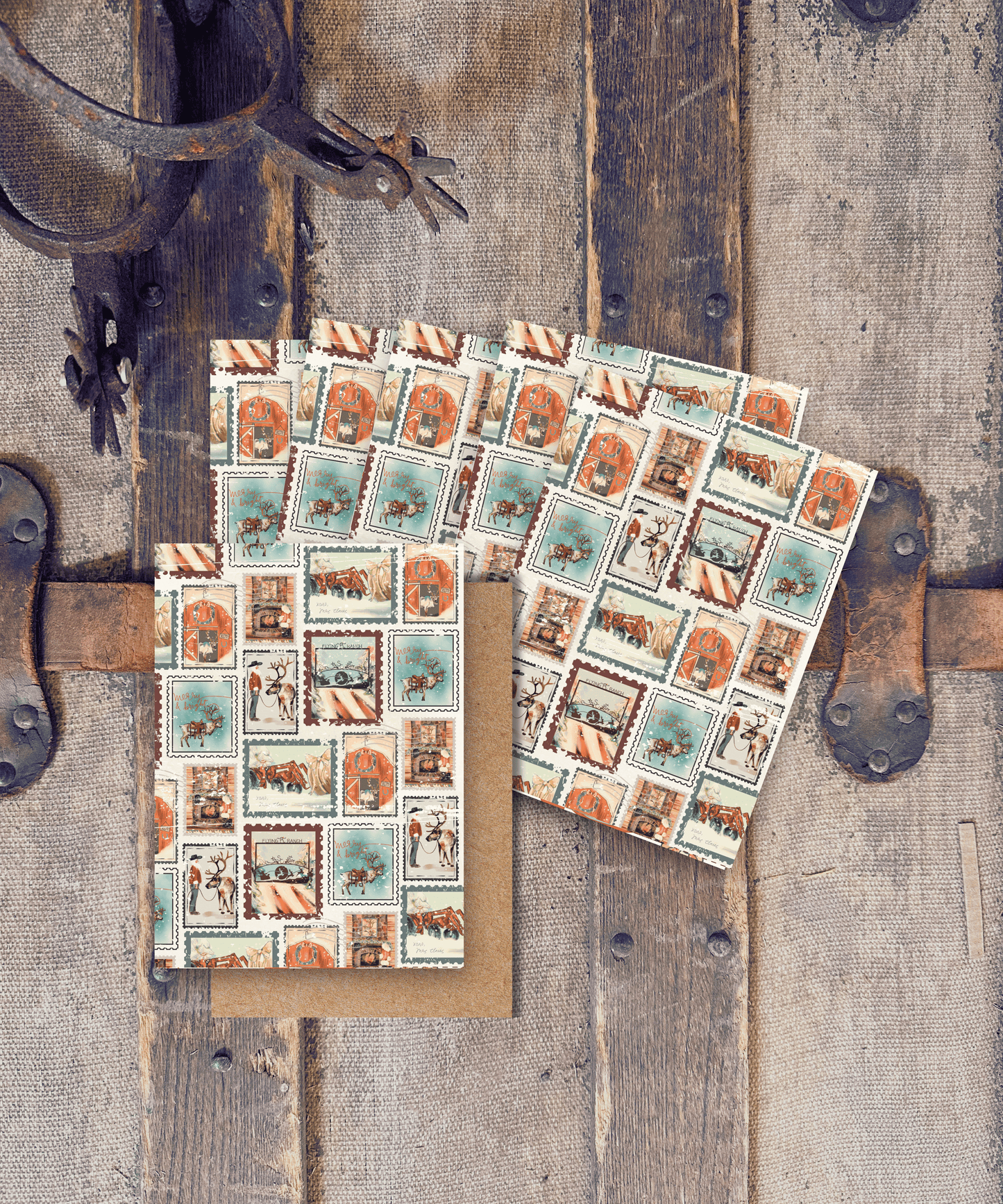 Mini Western Holiday Vintage Stamps Card Set