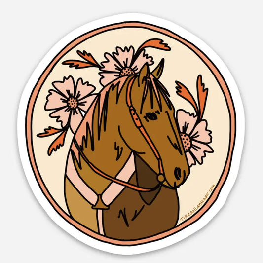 Cowgirl Horse Floral Colorful Clear Matte Sticker