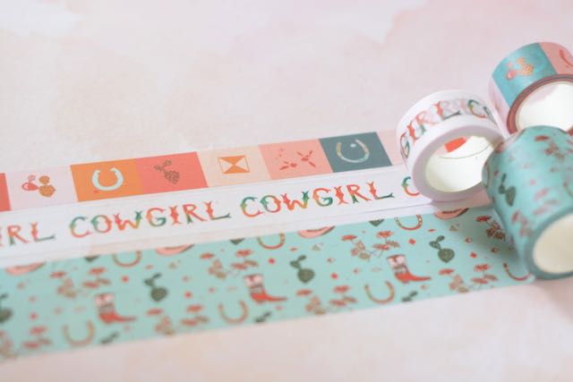 Western Cactus Horseshoe and Cowskull Pattern Washi Tape